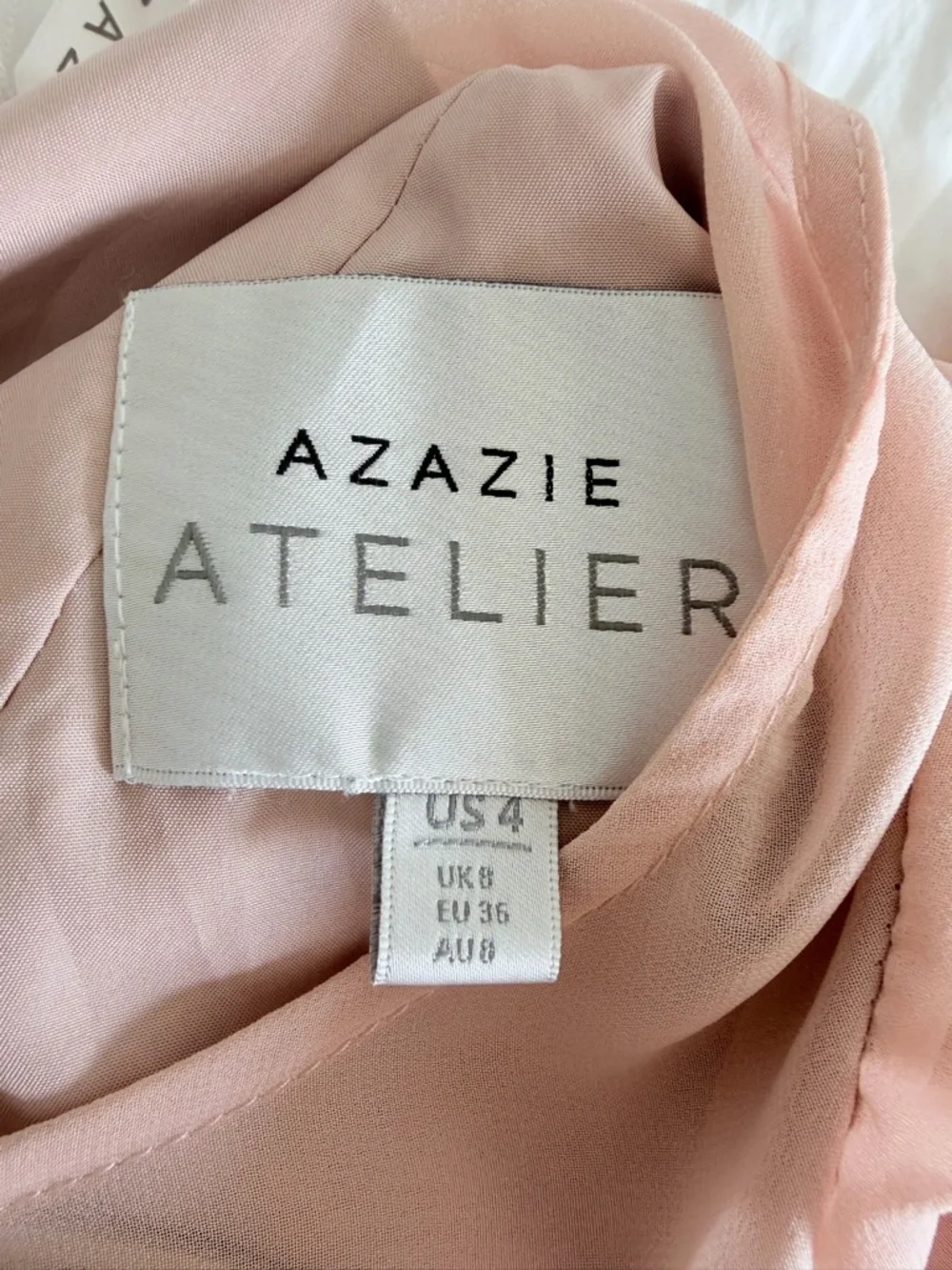 Azazie Blush Cold-Shoulder High-Low Ruffle Gown - Picture 3 of 4